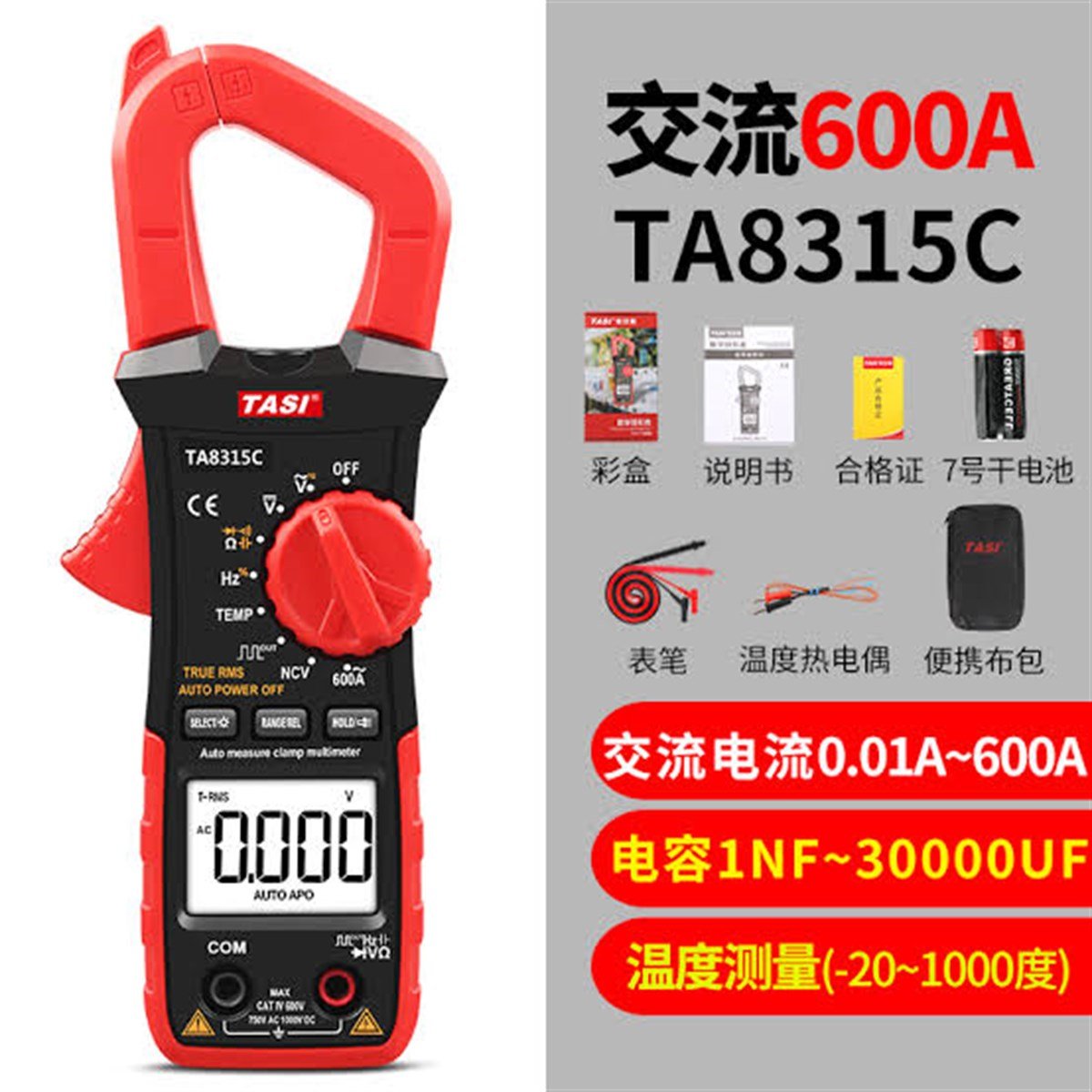 Tasi TA8315C Mini True Rms 600A Dijital Pensampermetre ÖLÇÜ ALETİ TA-8315C TA 8315C