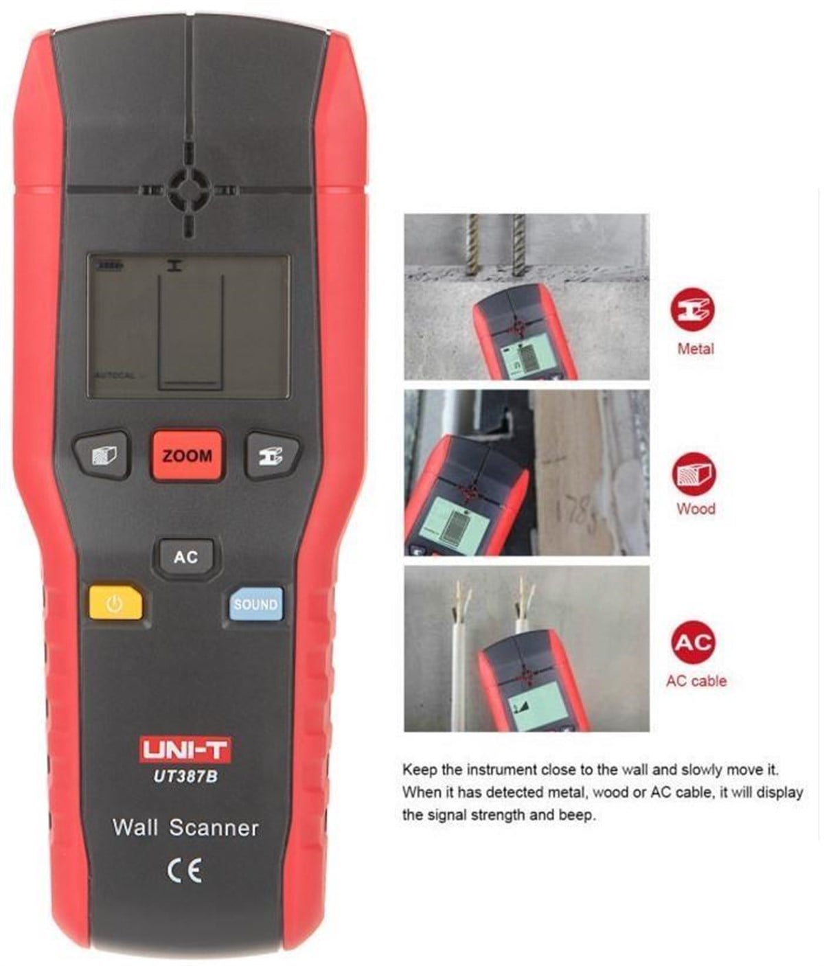 UNI-T UT 387B Duvar Tarayıcı Metal Detektörü UT387B