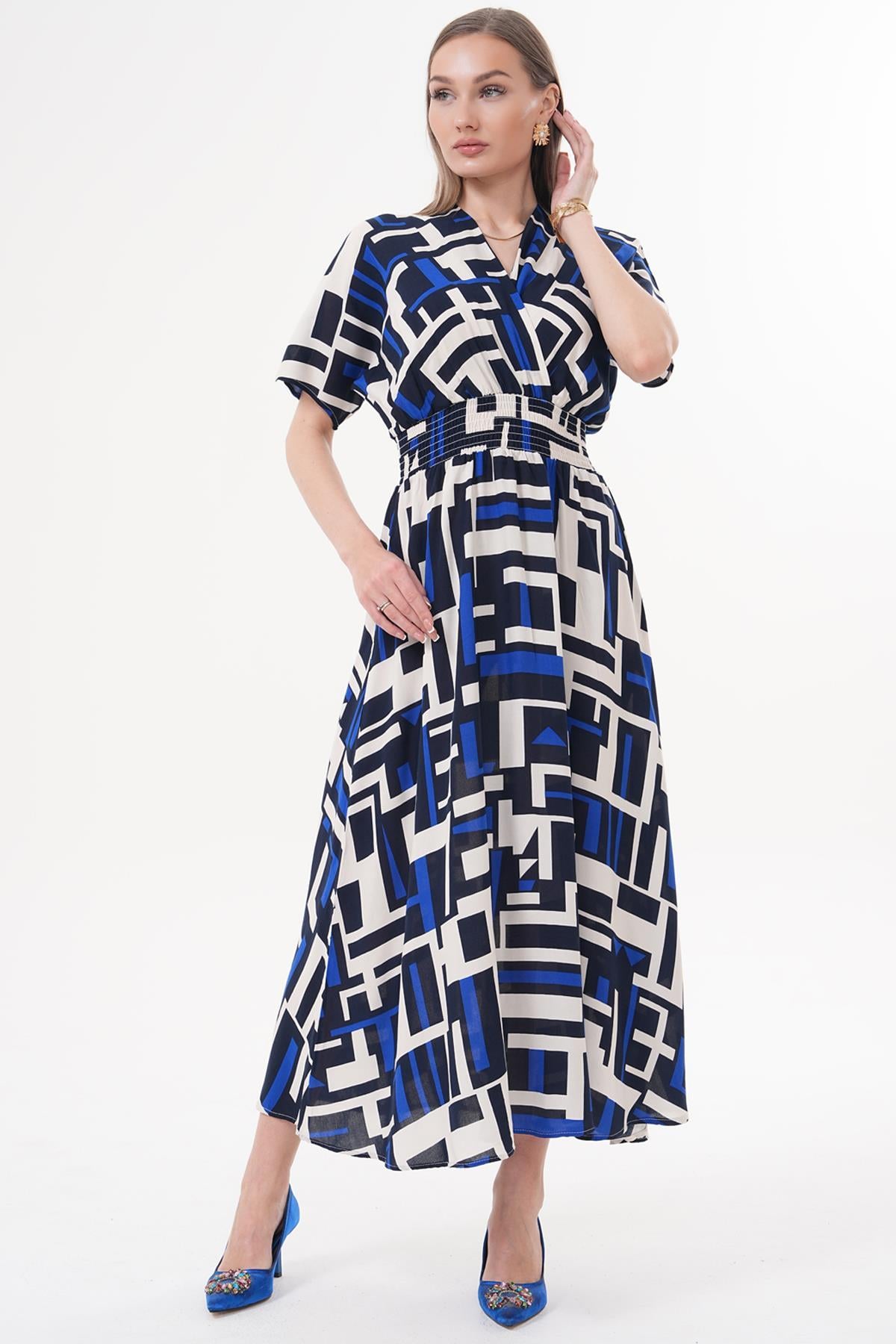 Elbise Beli Lastikli Salaş Elbise