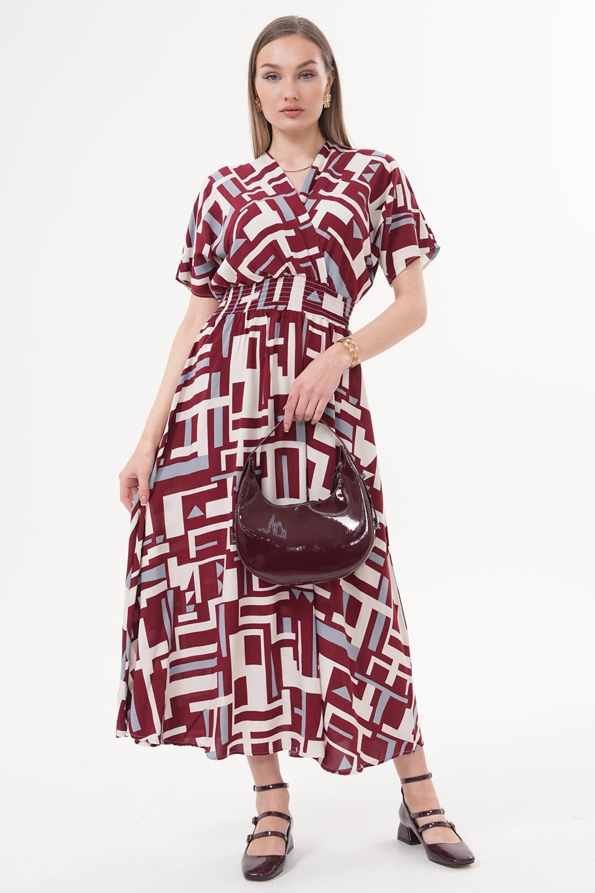 Elbise Beli Lastikli Salaş Elbise