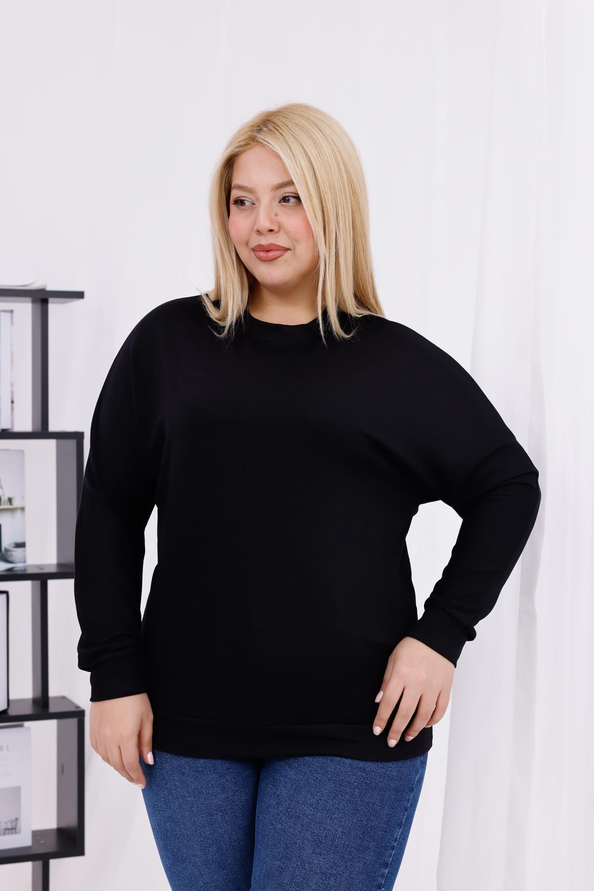 Uzun Kol Bluz Büyük Beden Melek Kanatlı Modal Sweatshirt