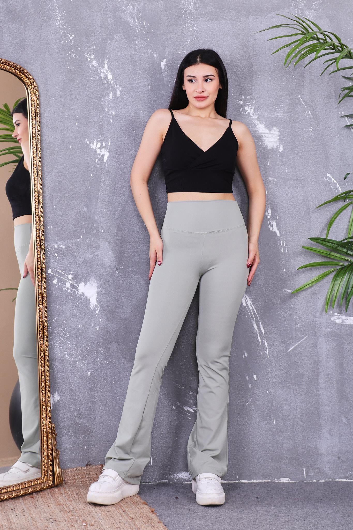 Tayt Yüksek Bel İspanyol Paça Tayt