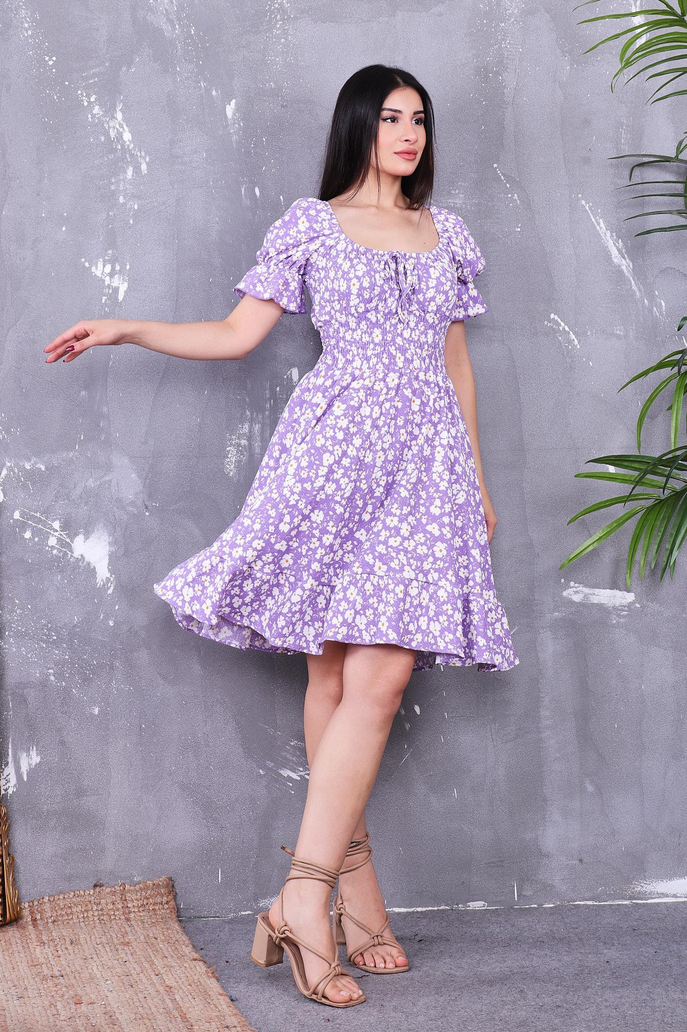 Elbise Beli Gipeli Çiçekli Elbise