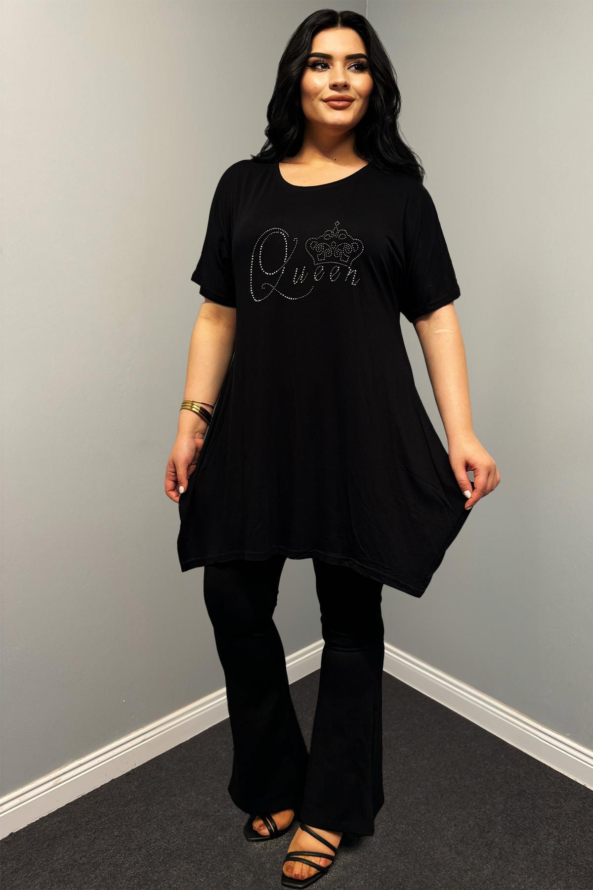 Tshirt Büyük Beden Asimetrik Kesim Oversize Tunik Tshirt