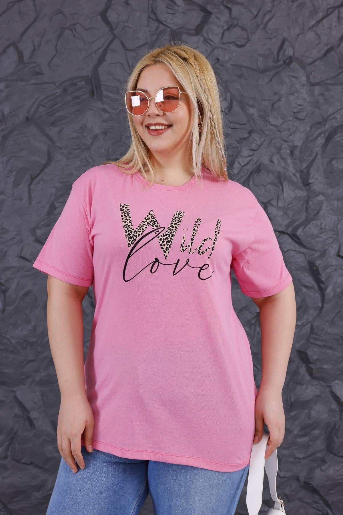 Büyük Beden Baskılı Uzun Tshirt