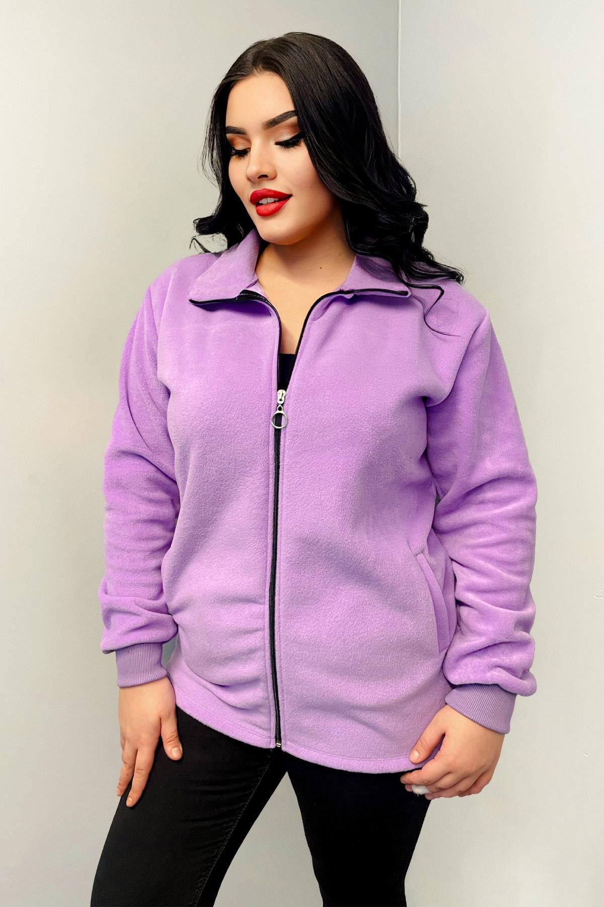 Sweatshirt Büyük Beden Fermuarlı Cepli Polar Hırka