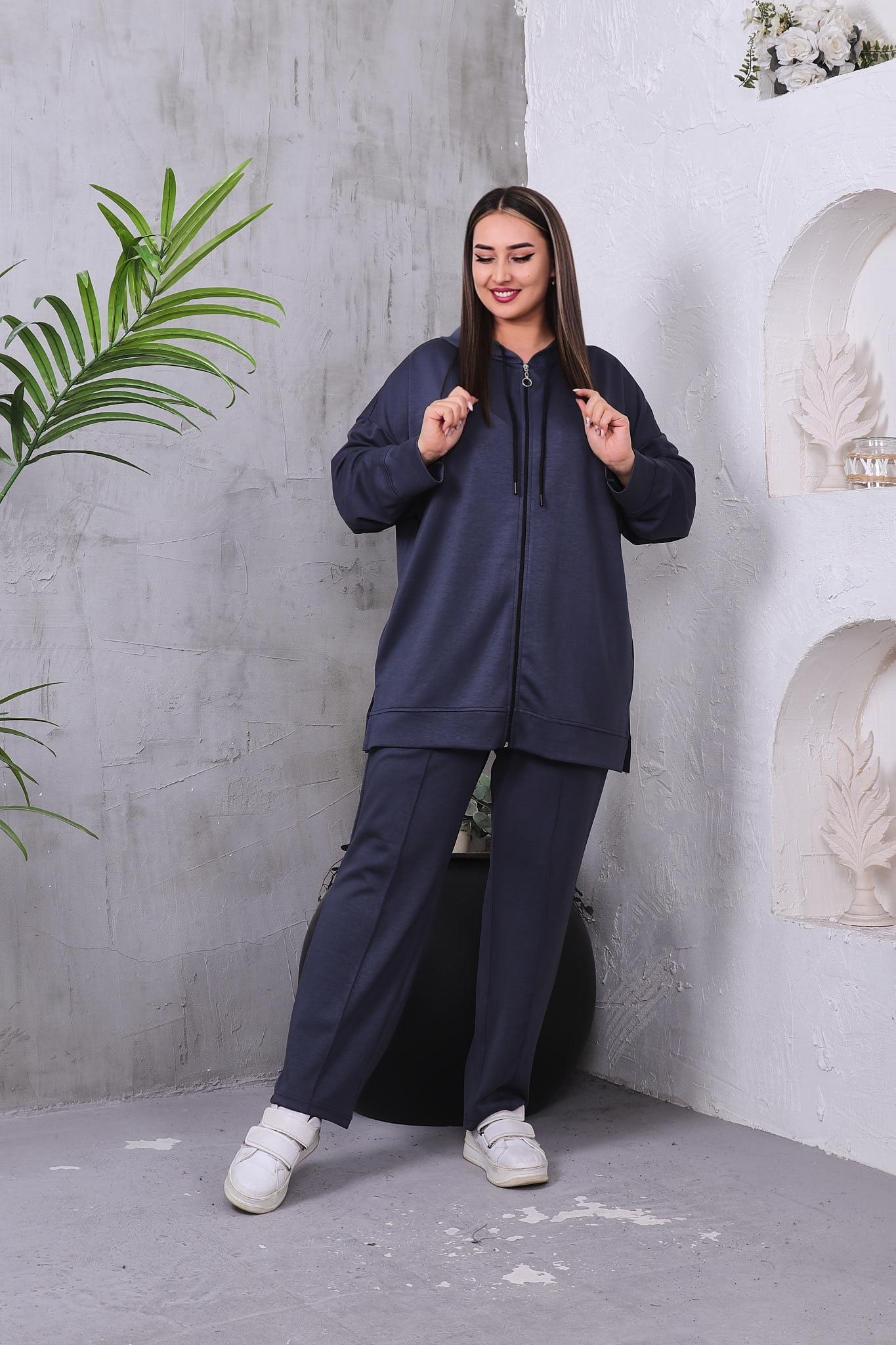 Büyük Beden Fermuarlı Oversize Modal Lüks Takım