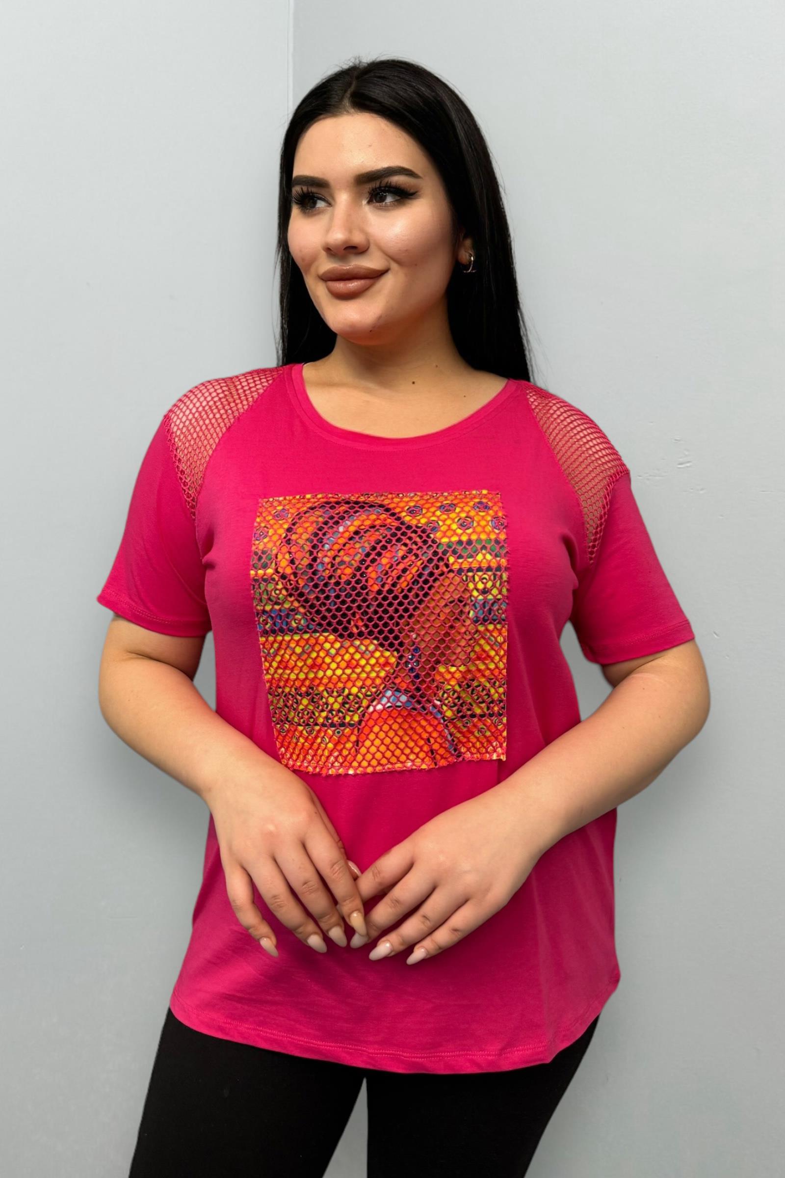 Tshirt Büyük Beden File Detaylı Pamuklu Likralı Tshirt