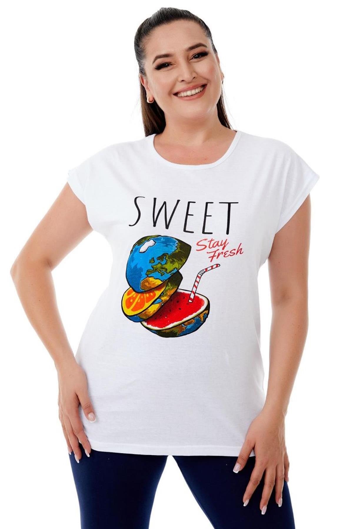 Tshirt Büyük Beden Genç Tarz T-Shirt Beyaz