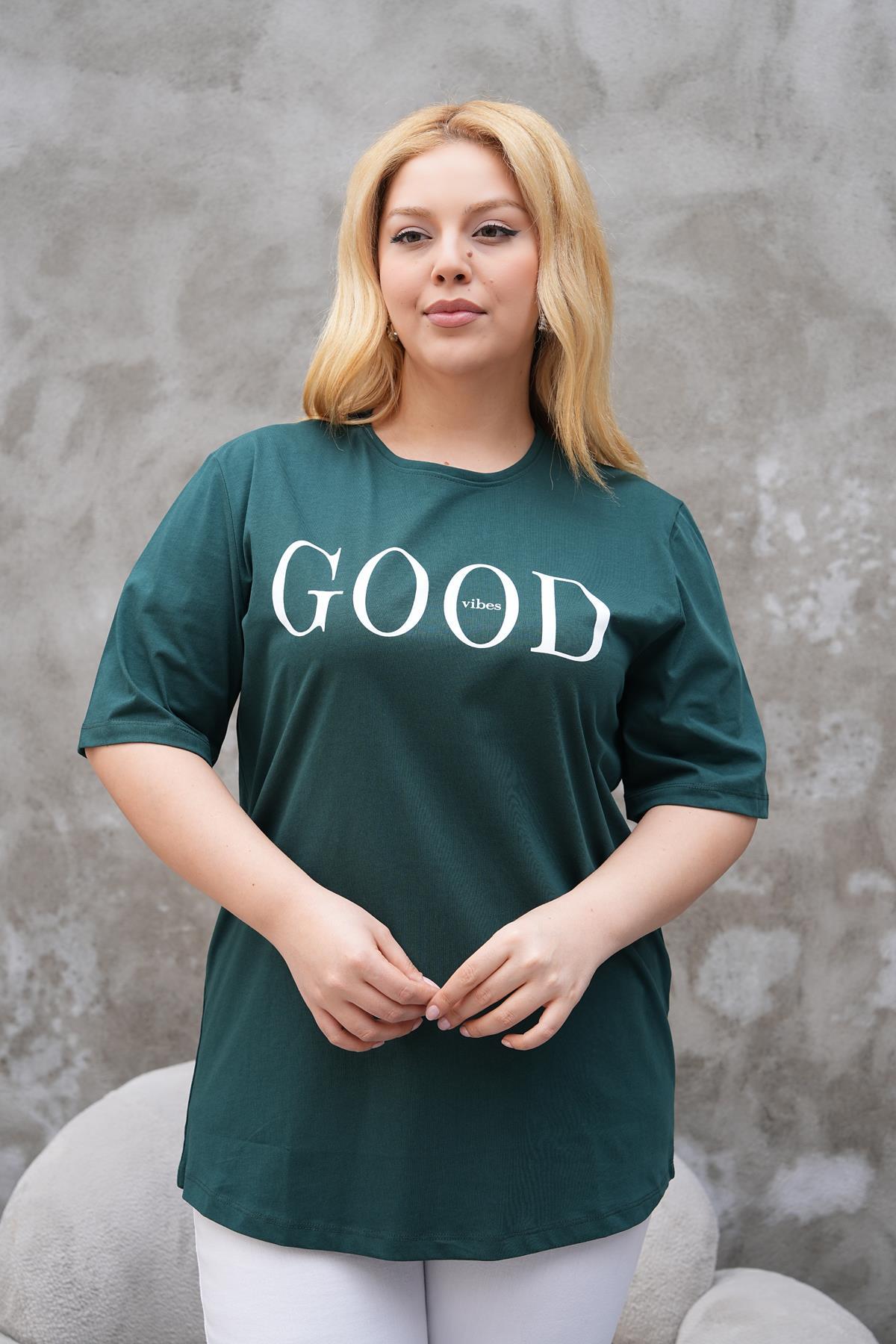 Büyük Beden Good Baskılı Tshirt