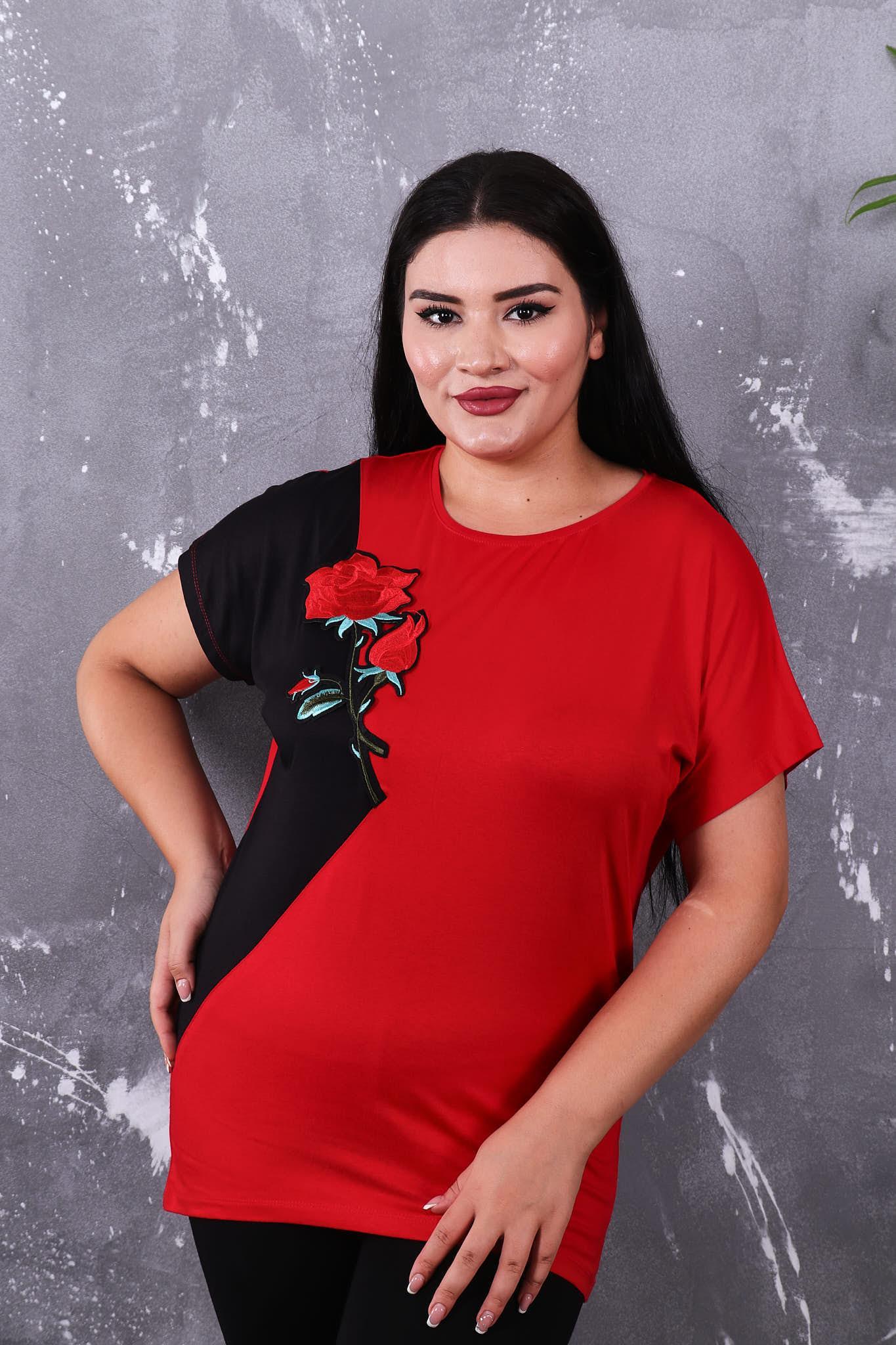 Tshirt Büyük Beden Gül Motifli Tshirt