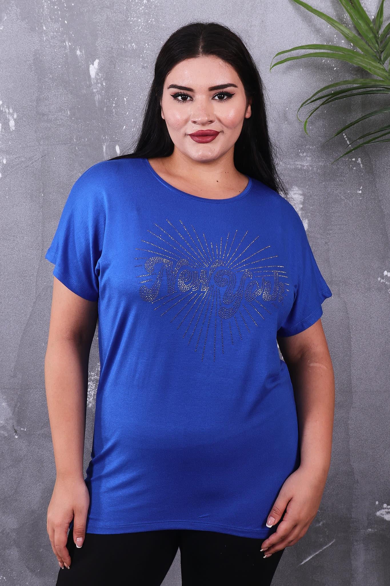 Tshirt Büyük Beden Kalp Baskılı Pamuklu Likralı Tshirt