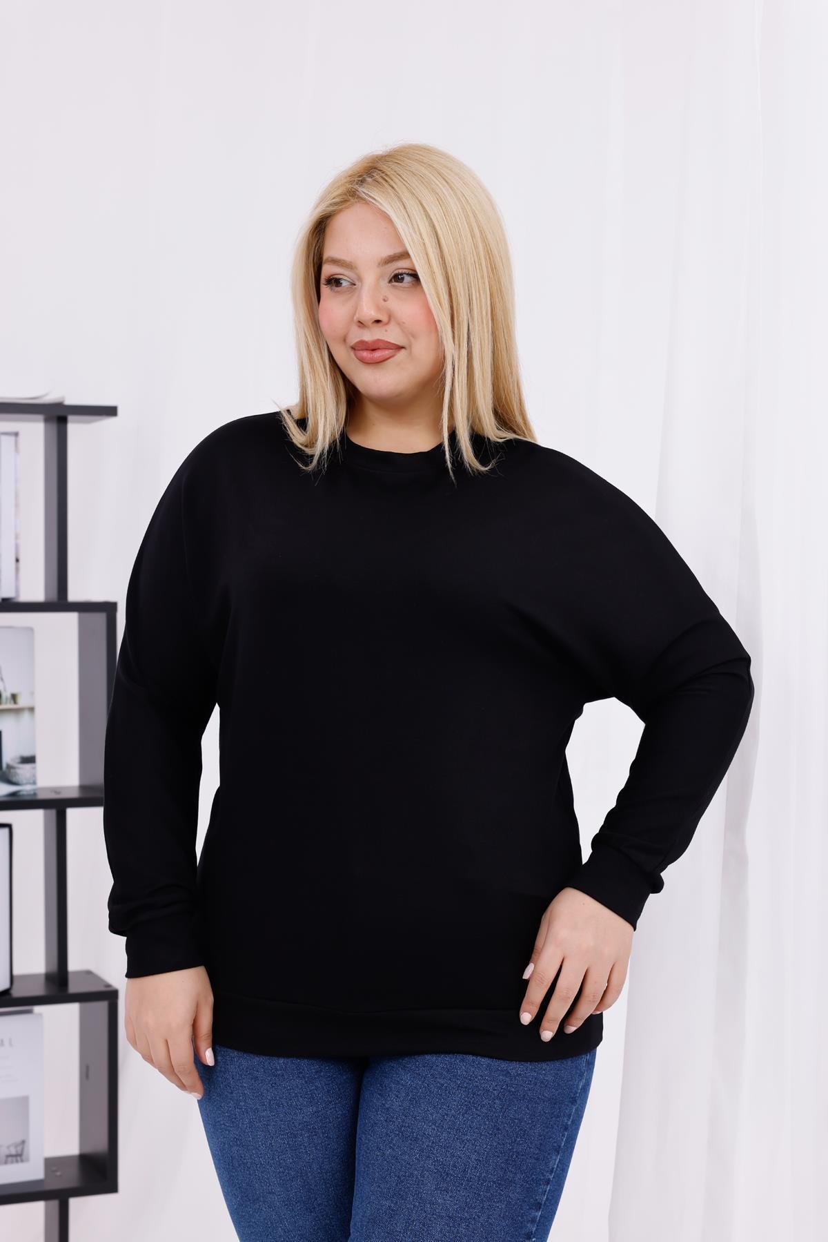 Uzun Kol Bluz Büyük Beden Melek Kanatlı Modal Sweatshirt