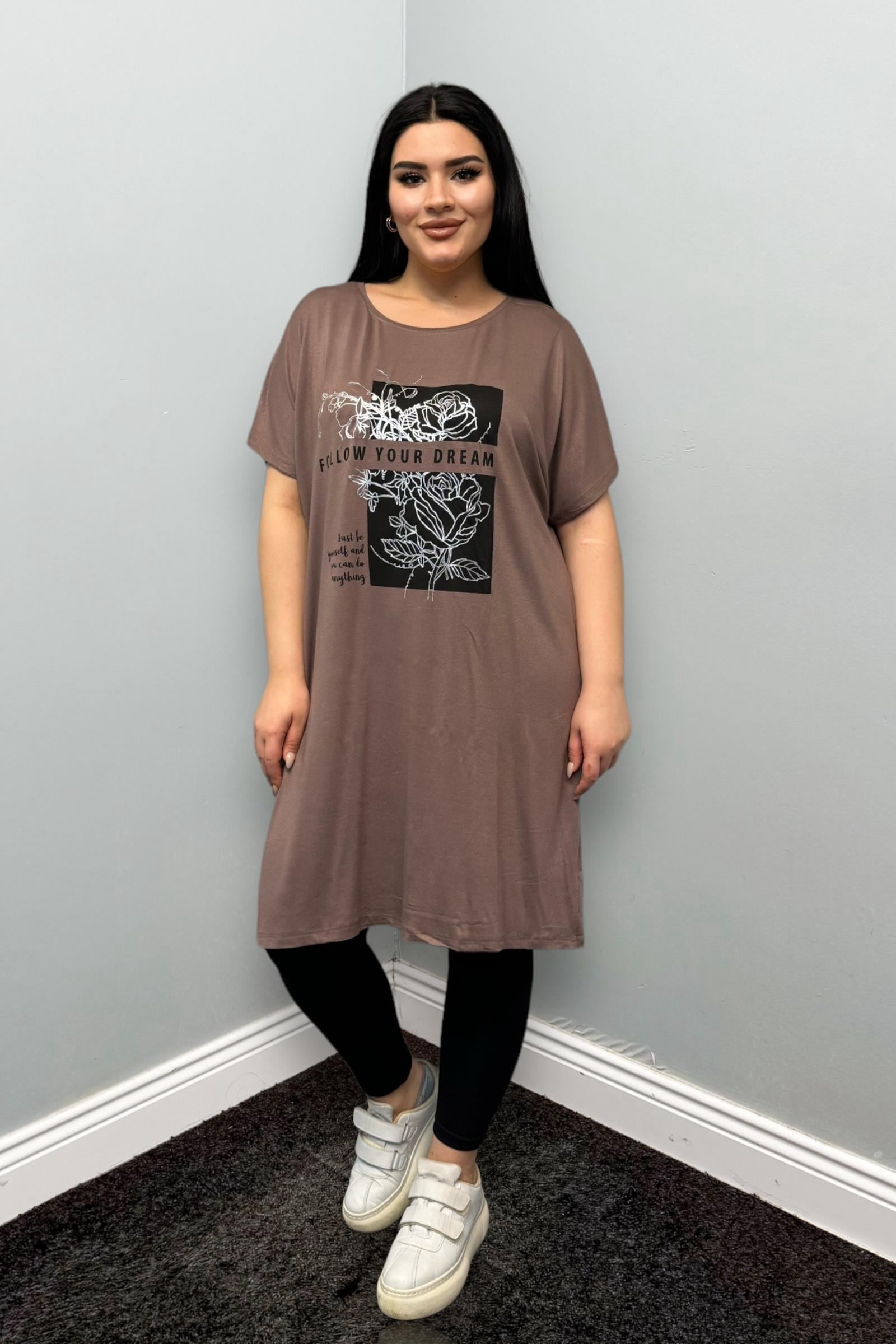 Tshirt Büyük Beden Pamuklu Likralı Tunik Tshirt