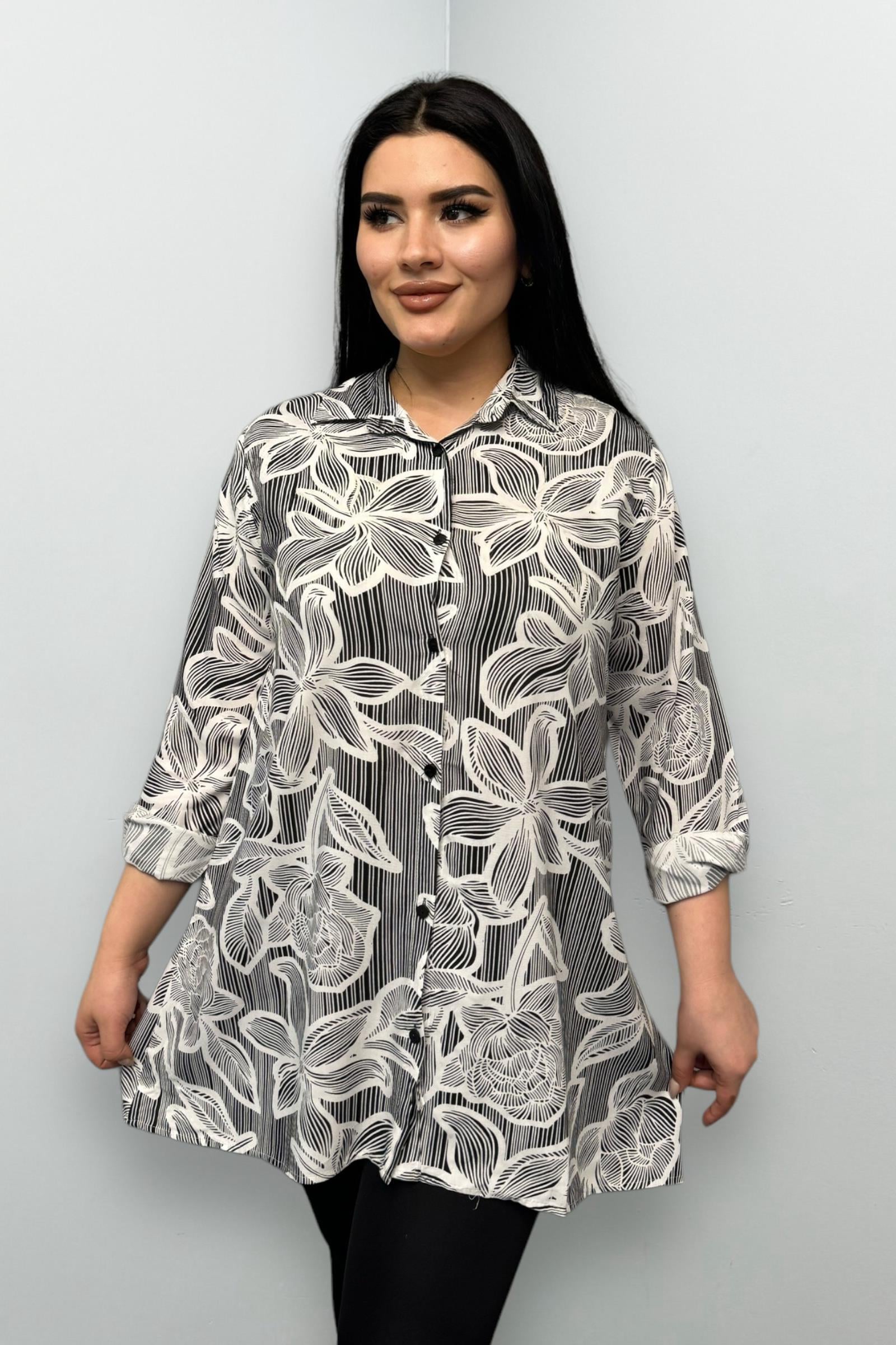  Büyük Beden Pamuklu Oversize Tunik Gömlek