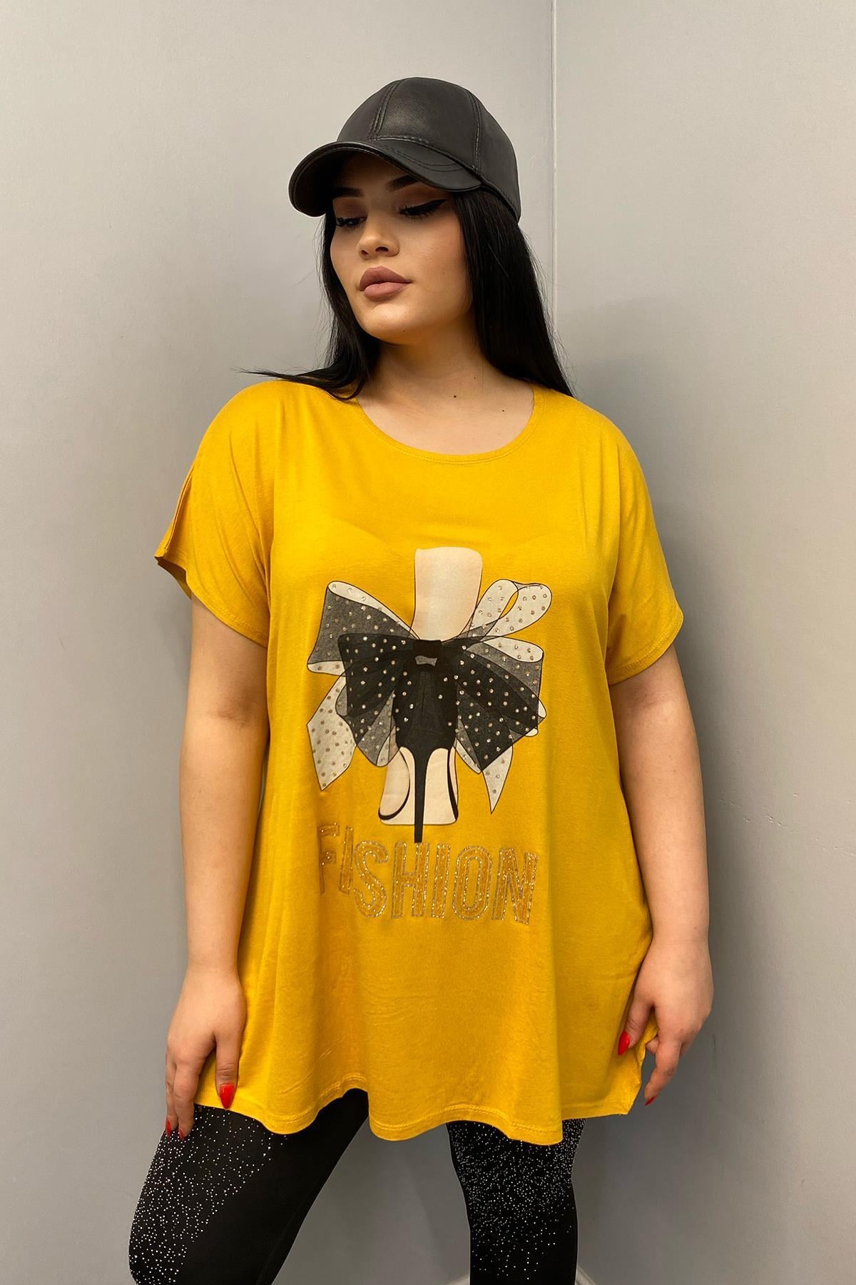 Tshirt Büyük Beden Salaş Genç Stil T-Shirt Hardal