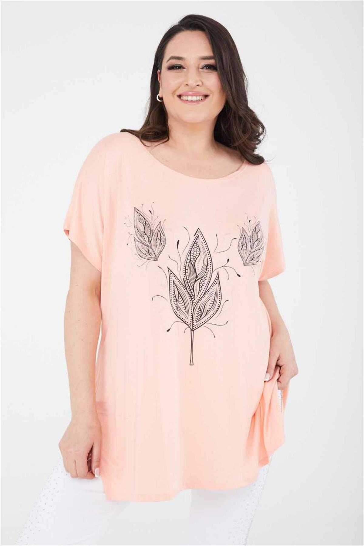 Tshirt Büyük Beden Salaş Kısa Kollu T-Shirt Yavruağzı