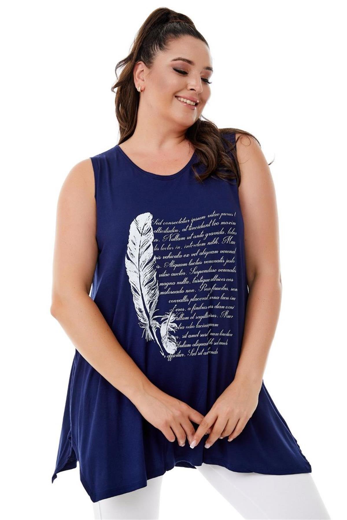 Tshirt Büyük Beden Salaş Spor Kolsuz T-Shirt Lacivert