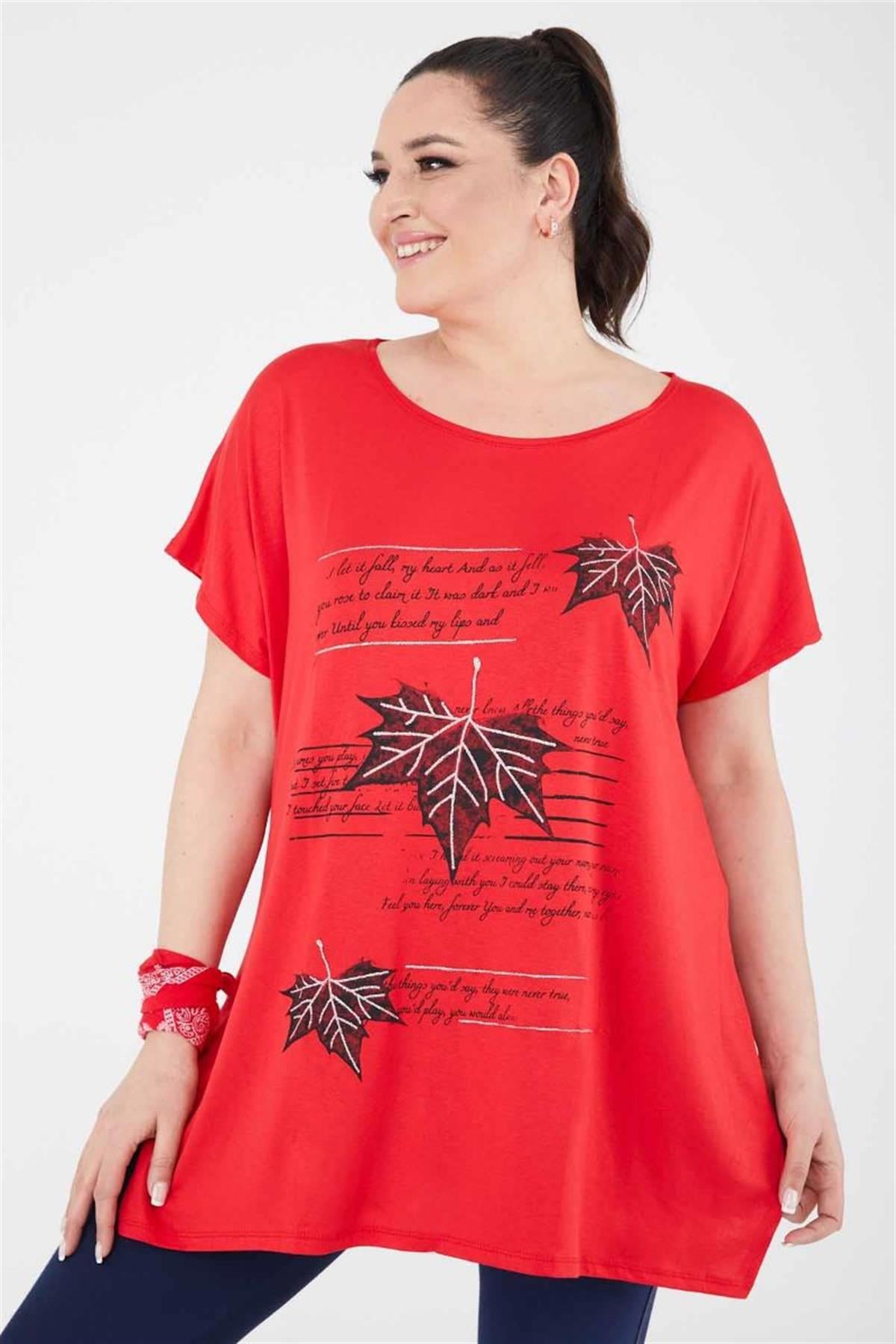 Tshirt Büyük Beden Salaş Spor T-Shirt Kırmızı