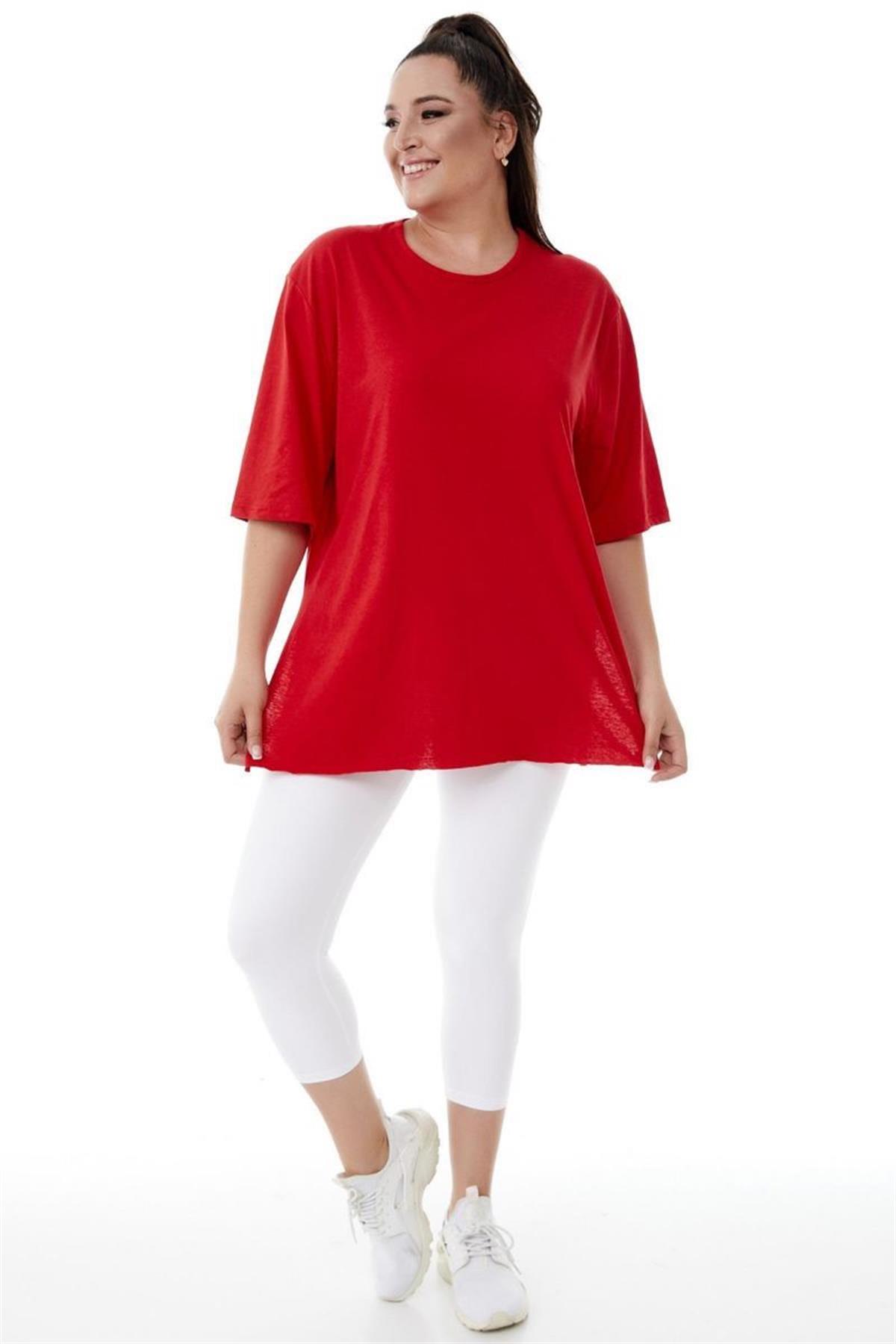 Bluz Büyük Beden Yırtmaçlı Basic Bluz Bordo