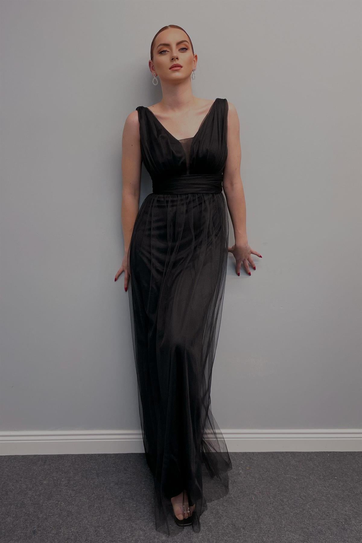 Abiye Göğüs Dekolteli Tül Abiye