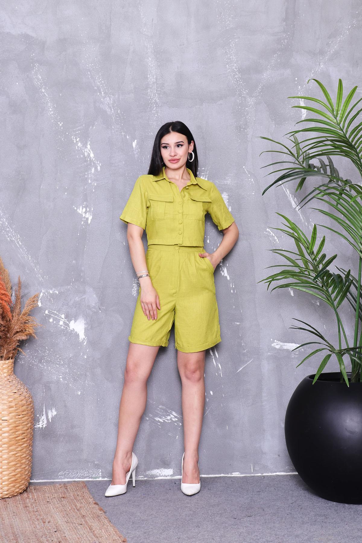 Eşofman Takımı Gömleği Cepli Şortlu Takım