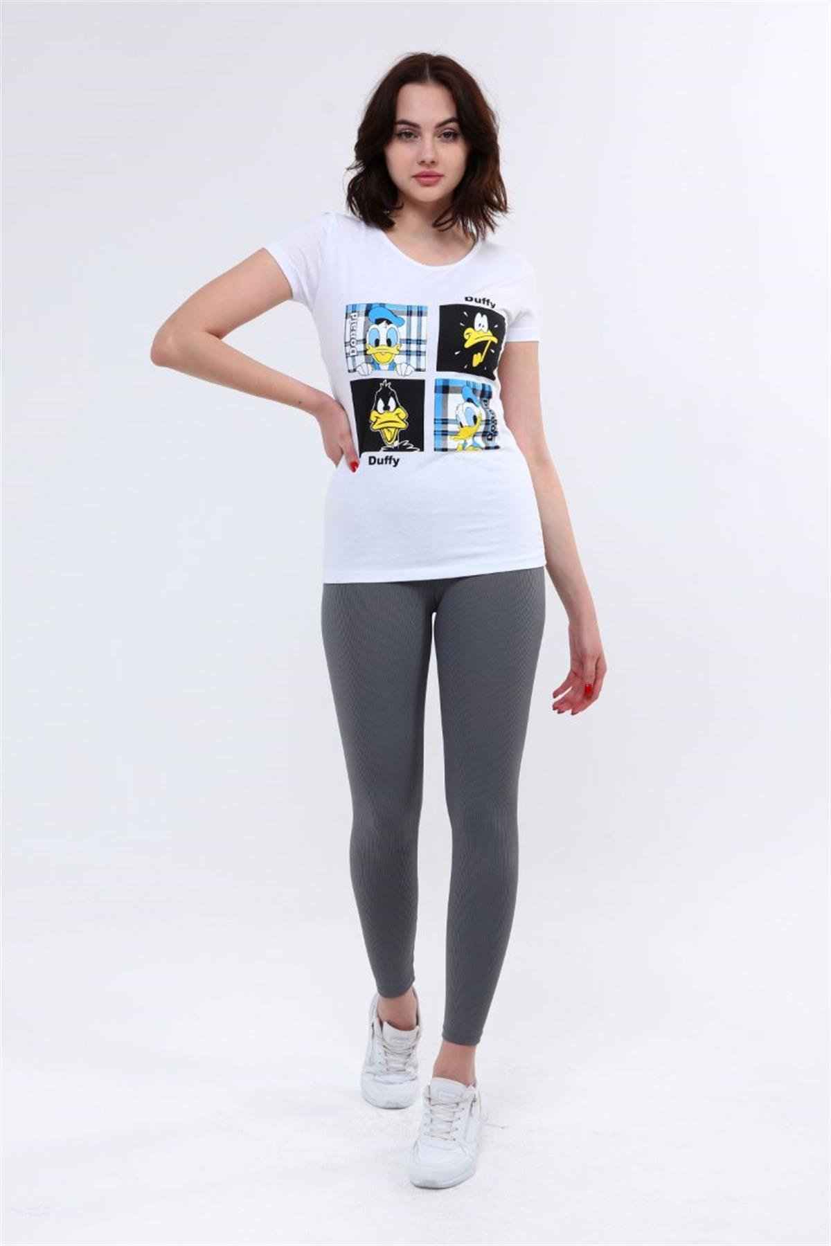 Tshirt Kadın Baskılı T-Shirt Beyaz