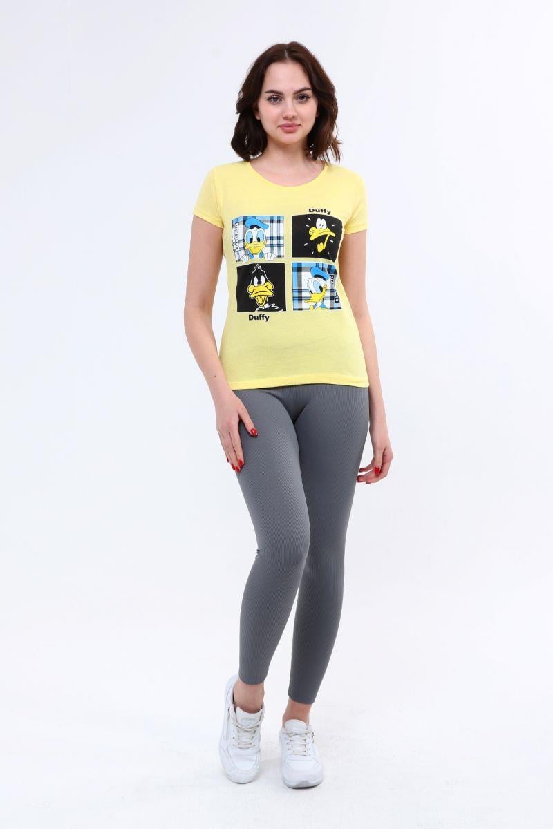 Tshirt Kadın Baskılı T-Shirt Sarı