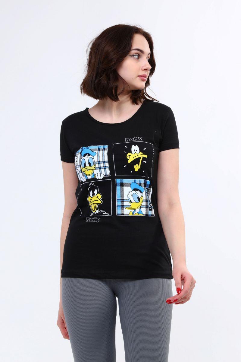 Tshirt Kadın Baskılı T-Shirt Siyah