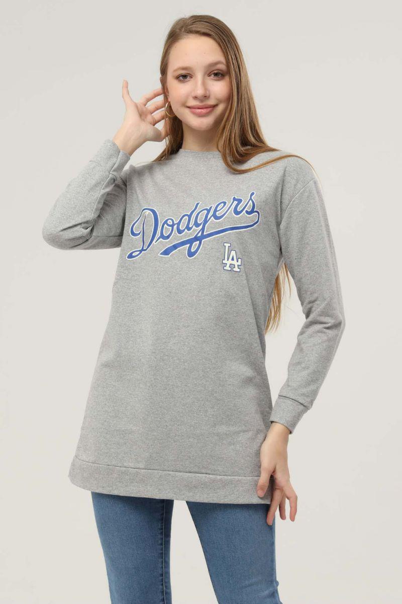 Sweatshirt Kadın Dodgers Baskılı Sweatshirt Gri