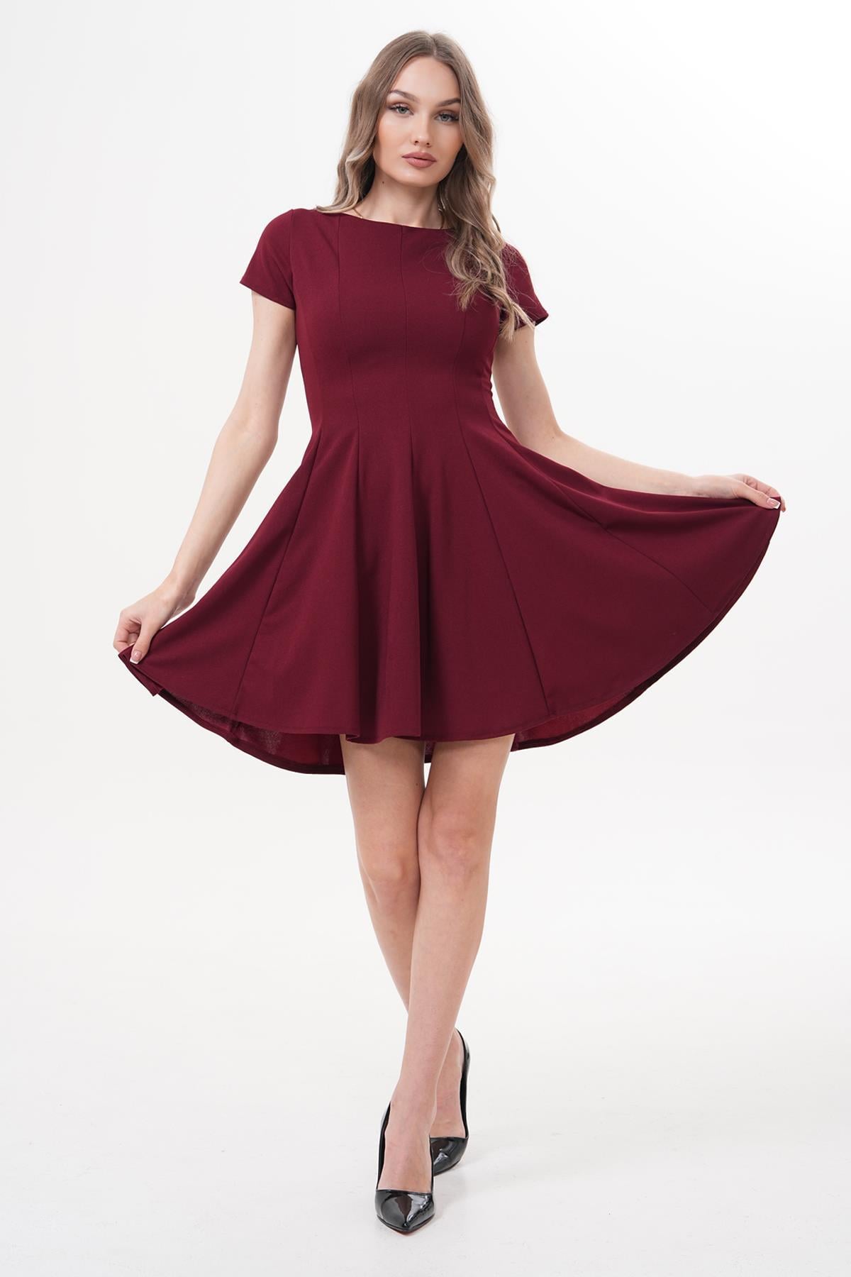 Elbise Kloş Likralı Krep Elbise