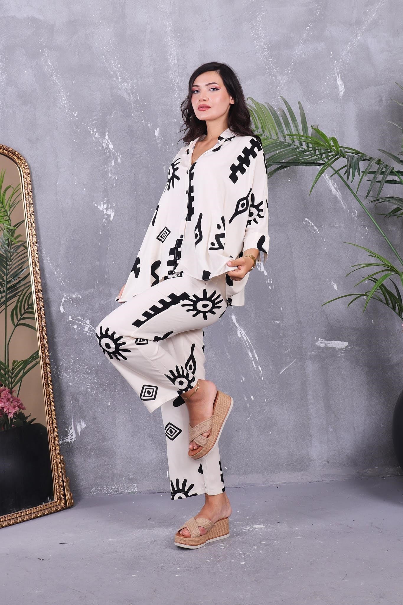 İkili Takım Oversize Gömlek Detaylı Takım
