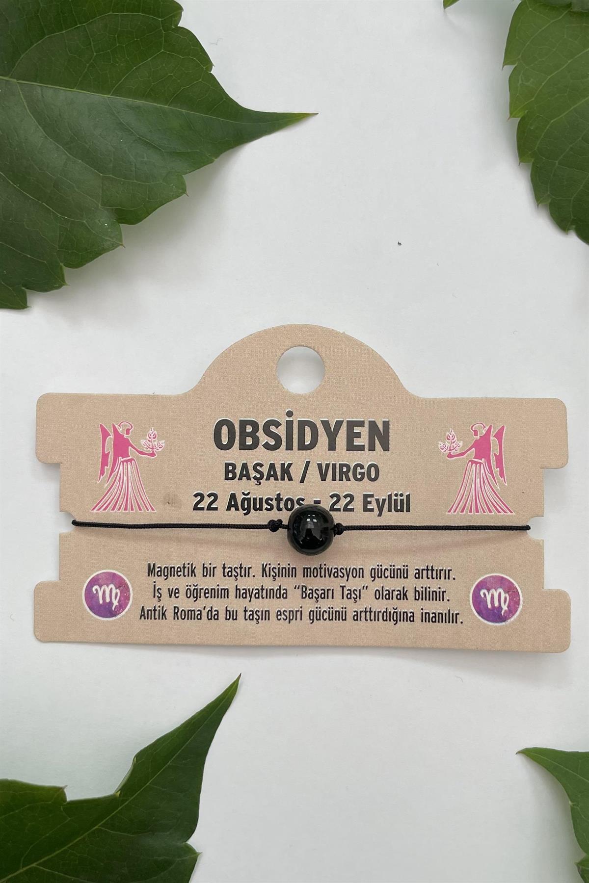 Özel Tasarım Obsidyen Başak Burcu Doğal Taş