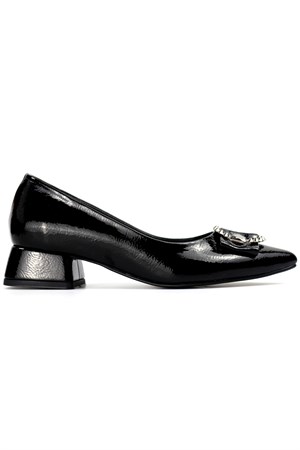 Ventes Taşlı Günlük Babet Ayakkabı Kadın G42Z250043-Siyah