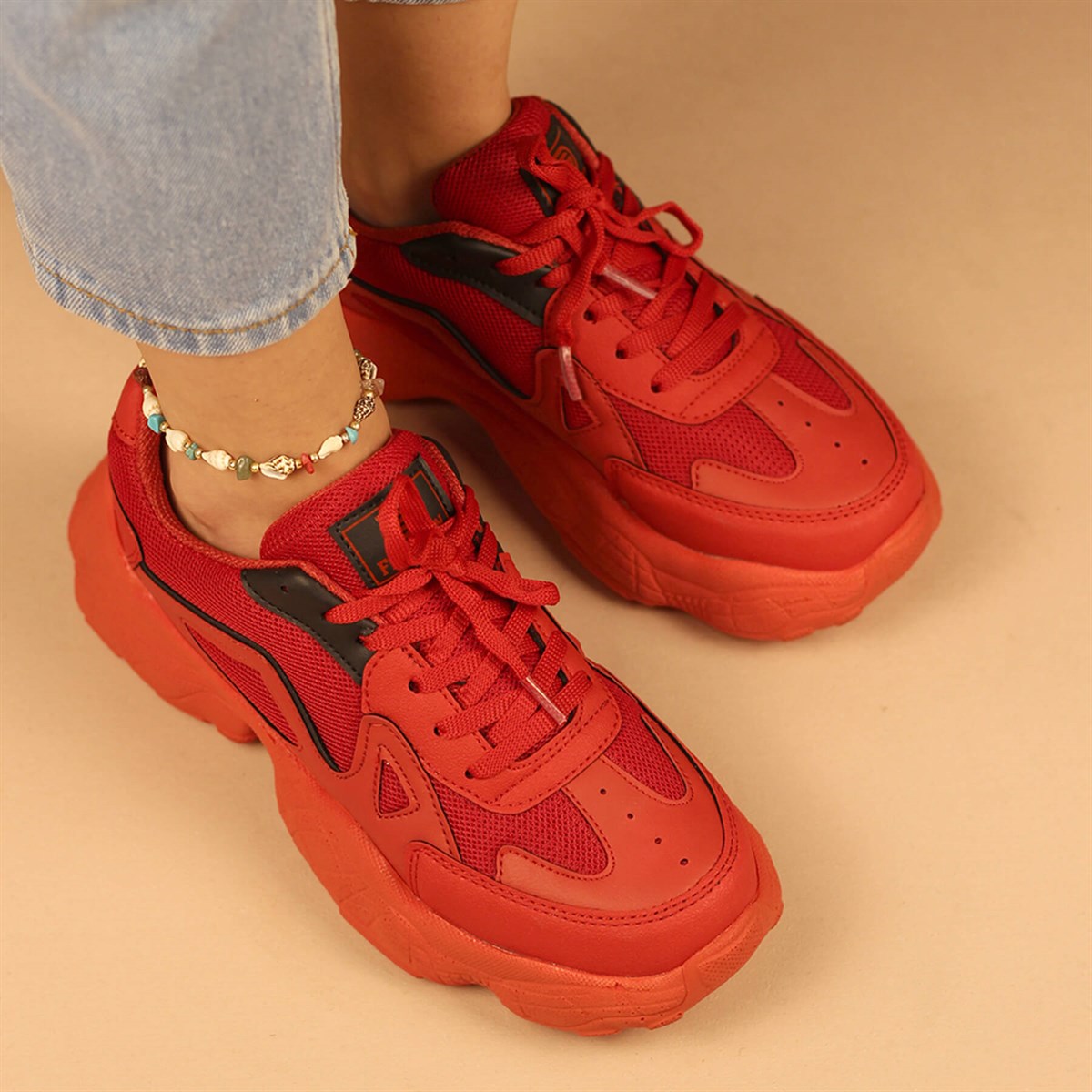Dark Step Sneaker Ayakkabı Kadın Kırmızı O58Z0D0141