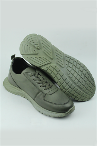 Serdar Yeşil Willie  Hakiki Deri Bağcıklı Sneaker Günlük Spor Ayakkabı