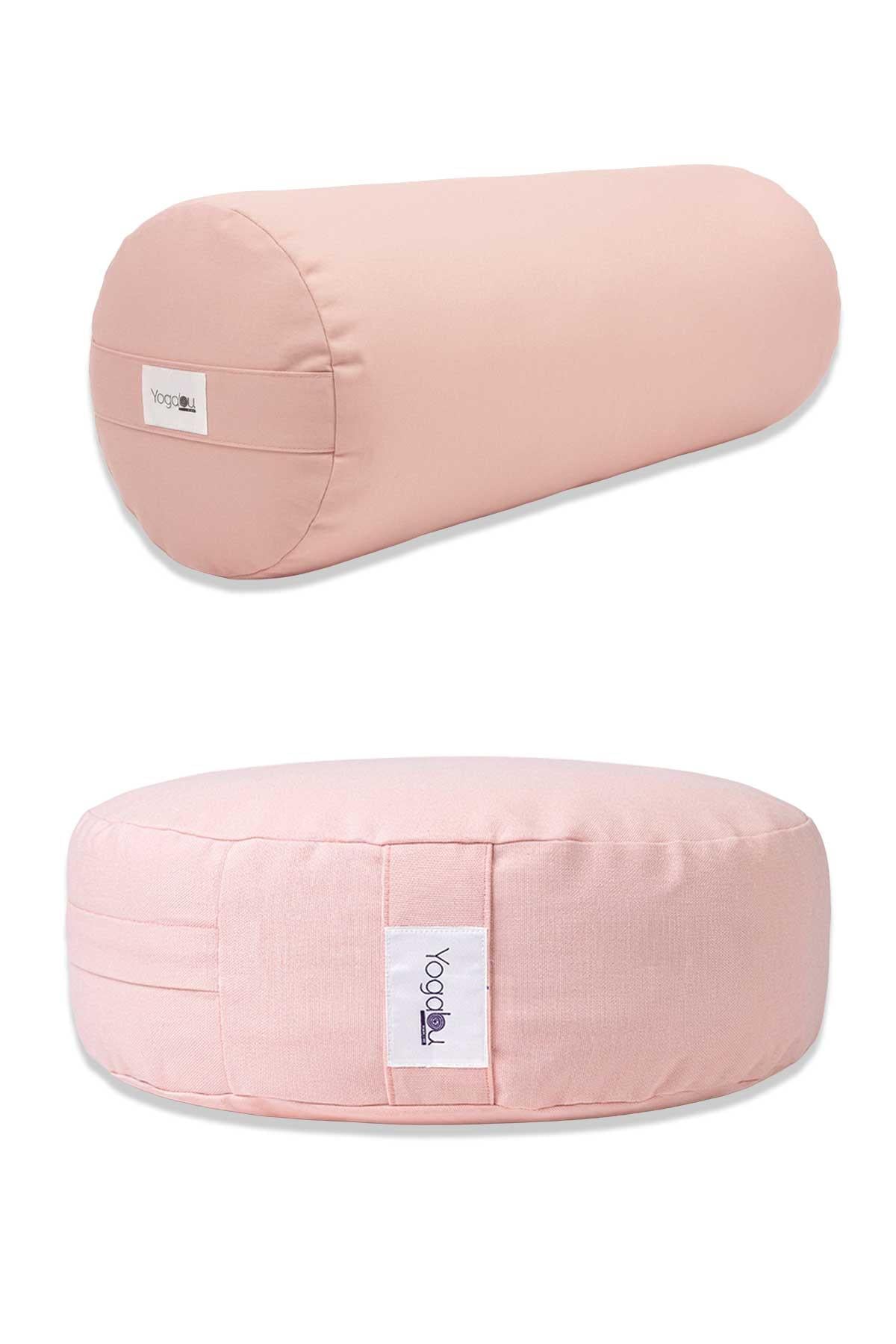 Karabuğday Kabuğu Dolgulu Minder ve Bolster-Pembe