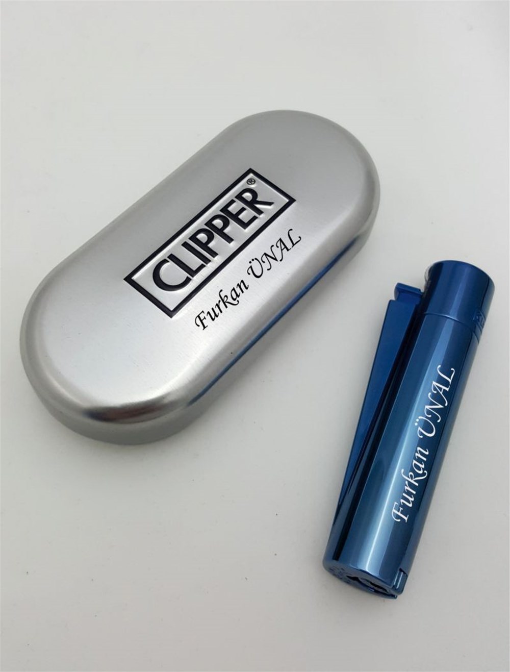 ÇakmakKİŞİYE ÖZEL CLIPPER BLUE METAL ÇAKMAK