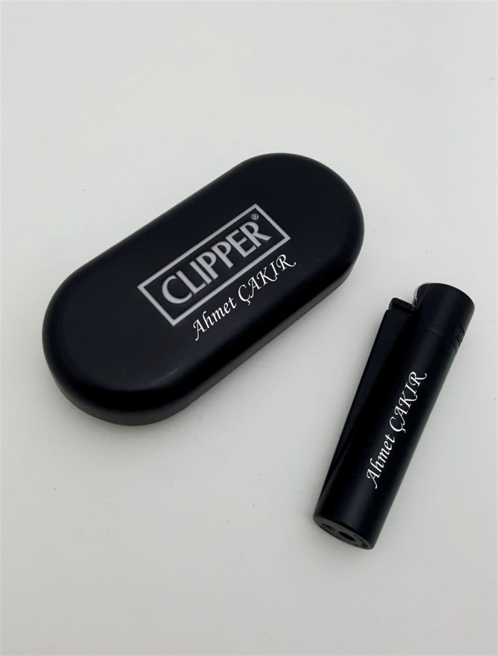 ÇakmakKİŞİYE ÖZEL CLIPPER MATT BLACK METAL ÇAKMAK