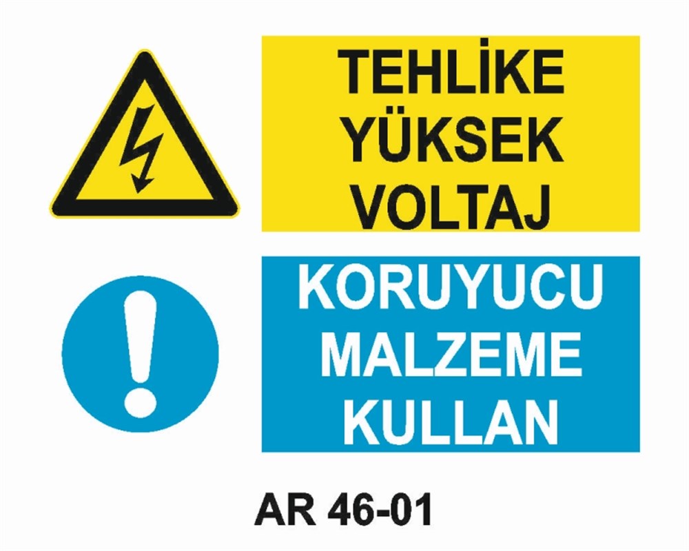 ELEKTRİK DİĞERTEHLİKE YÜKSEK VOLTAJ KORUYUCU MALZEME KULLAN İŞ GÜVENLİĞİ UYARI LEVHASI