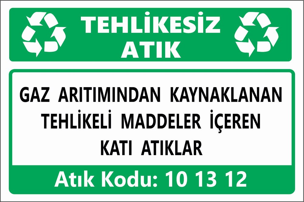 Atık TabelalarıGAZ ARITIMINDAN KAYNAKLANAN TEHLİKELİ MADDELER İÇEREN KATI ATIKLAR