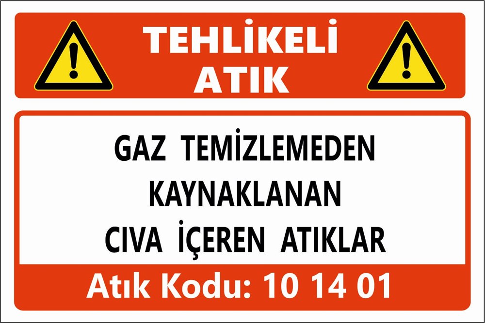 Atık TabelalarıGAZ TEMİZLEMEDEN  KAYNAKLANAN CIVA İÇEREN ATIKLAR