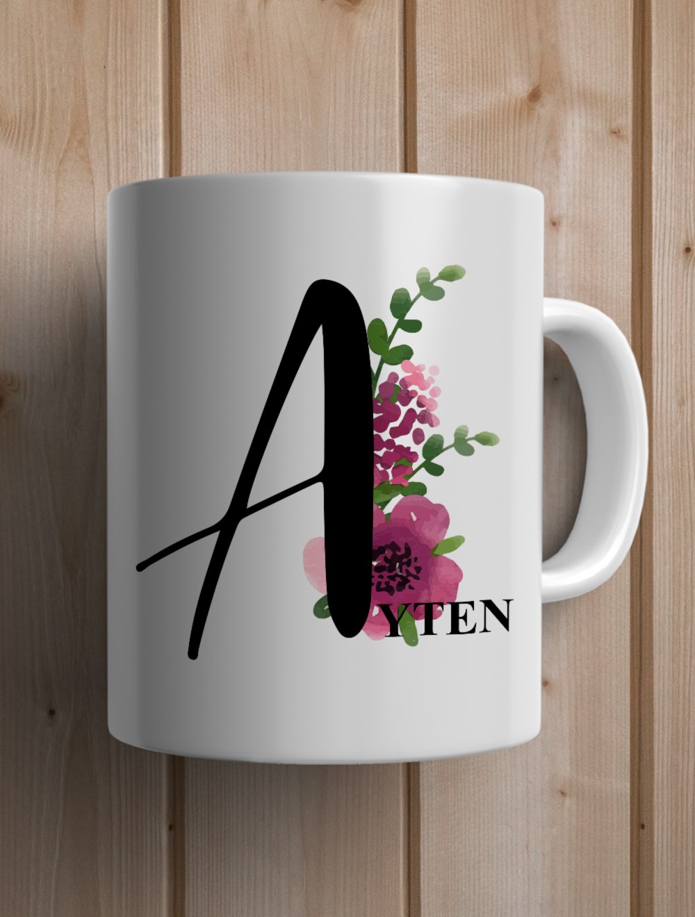 Harfli KupalarA BAŞ HARFLİ ÇİÇEK TASARIM KUPA