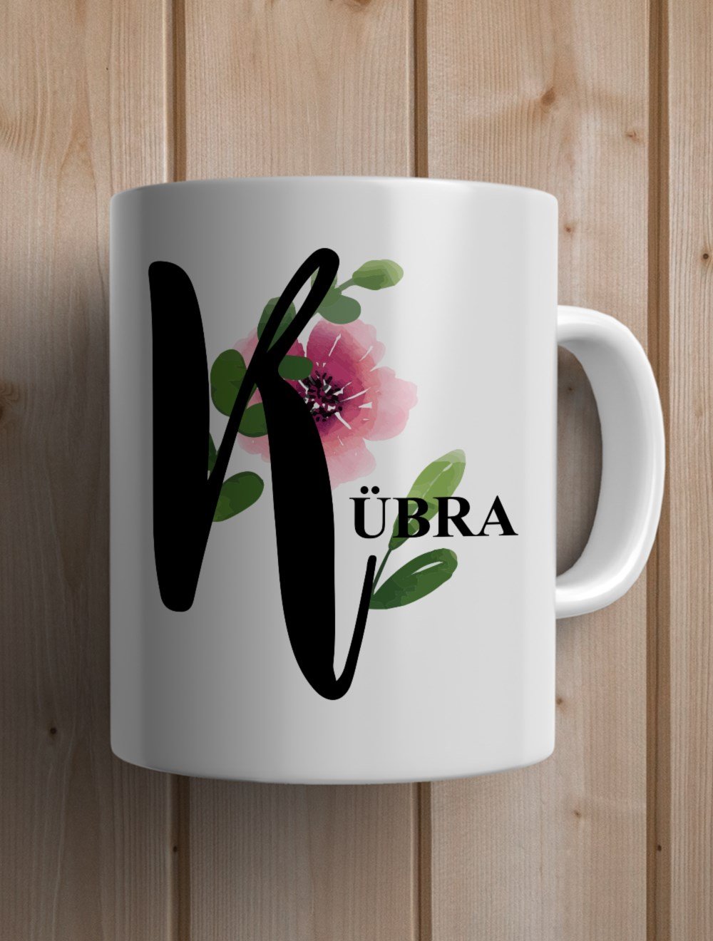 Harfli KupalarK BAŞ HARFLİ ÇİÇEK TASARIM KUPA