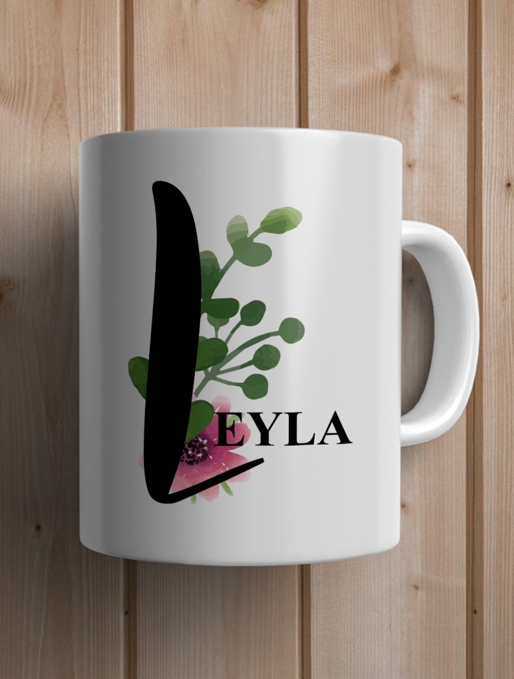 Harfli KupalarL BAŞ HARFLİ ÇİÇEK TASARIM KUPA