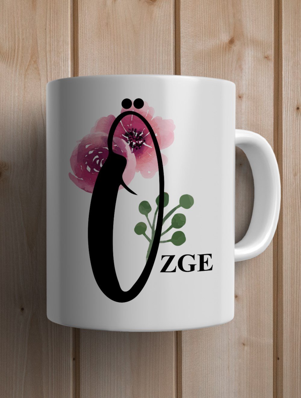 Harfli KupalarÖ BAŞ HARFLİ ÇİÇEK TASARIM  KUPA