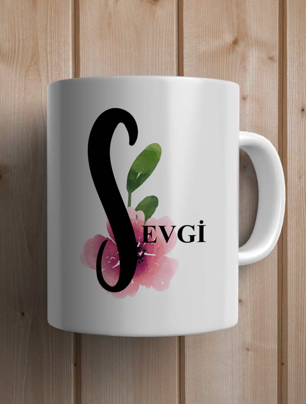 Harfli KupalarS BAŞ HARFLİ ÇİÇEK TASARIM KUPA