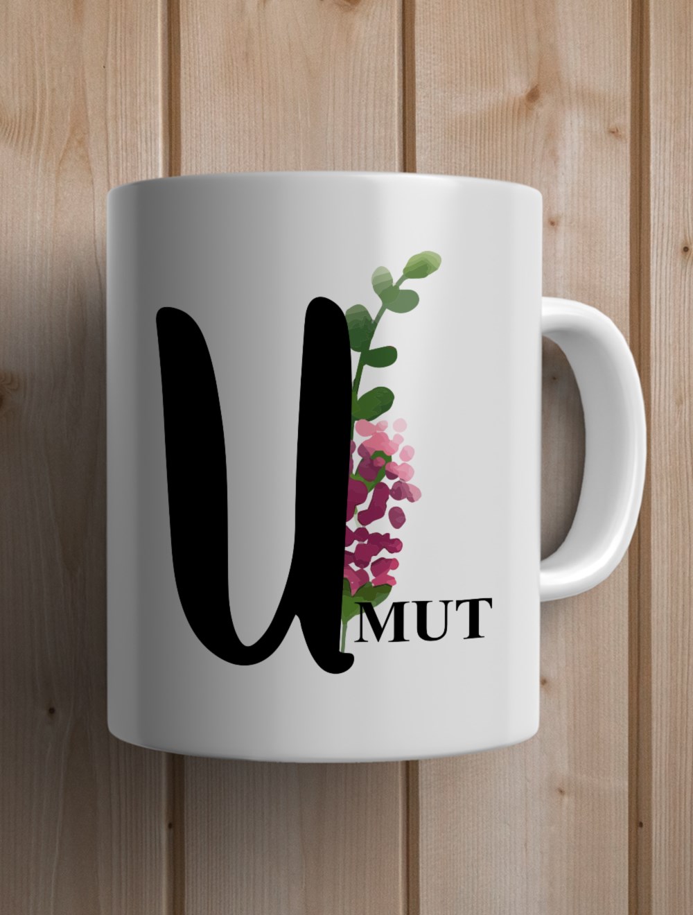 Harfli KupalarU BAŞ HARFLİ ÇİÇEK TASARIM KUPA