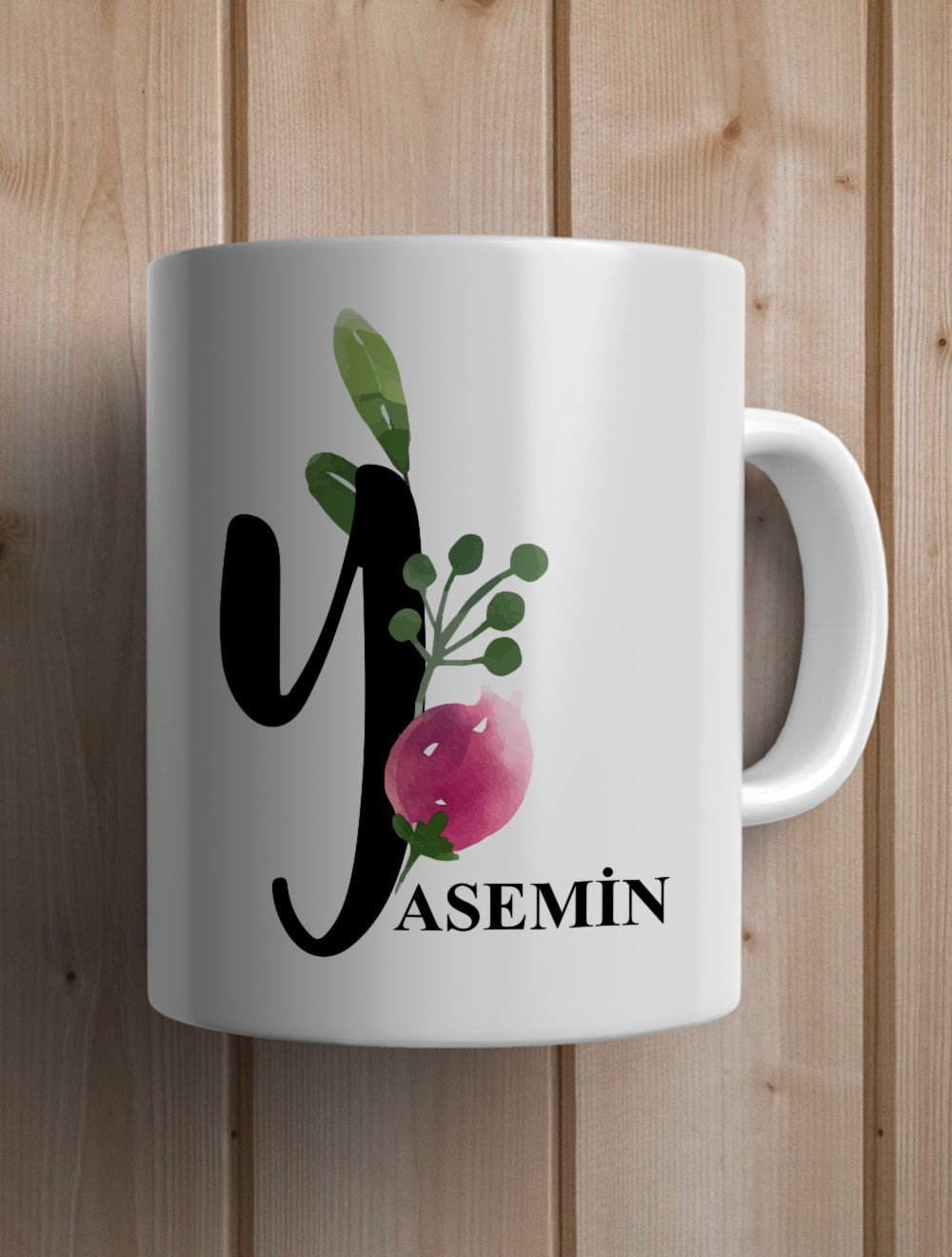 Harfli KupalarY BAŞ HARFLİ ÇİÇEK TASARIM KUPA