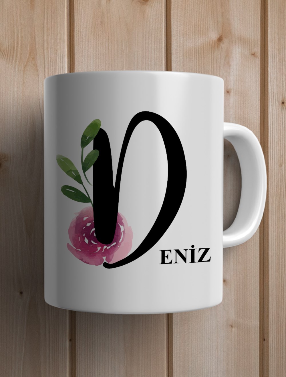 Harfli KupalarD BAŞ HARFLİ ÇİÇEK TASARIM KUPA